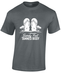 SANDY FEET TANNED BODY MENS T SHIRT CASUAL SUMMER CLOTHING COOL BEACH TOP