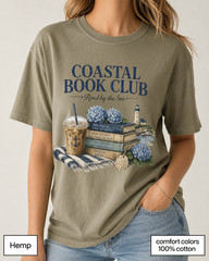 Coastal Book Club Shirt, Comfort Colors Beach Reading Tee, Book Lover Gift