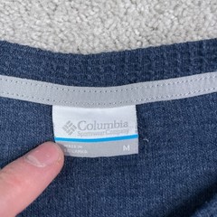 Columbia Shirt Mens Medium Blue Long Sleeve Henley Textured Waffle Knit