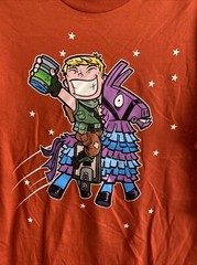 NEW! FORTNITE ‘Jonsey Default & Loot Llama’ 100% Cotton T-shirt, L XL – Orange