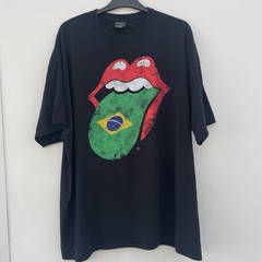 Official Rolling Stones Brazil Tongue Lips T Shirt 2XL XXL Black 2013 Bravado UK