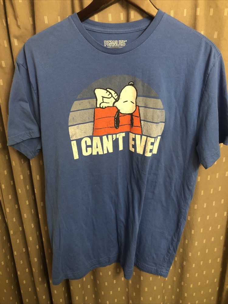 Peanuts Hybrid Snoopy I Can’t Even Blue T-Shirt. Mens Size Large P2P 20.5” L 28”
