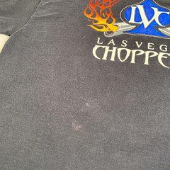 Las Vegas Choppers Shirt Mens XL Black Hanes Flames Motorcycle Biker Tee FLAWS