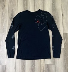 Nike Air Jordan #23 Black Long Sleeve Crewneck Tee Mens Sz Small 100% Cotton