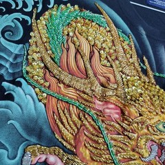 TARMAFIA Year of the Dragon Handmade Sequin & Beaded Mens L Shirt Power Fortune