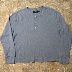 Double RL Ralph Lauren Shirt Mens XL Blue Thermal Waffle Henley Long Sleeve RRL