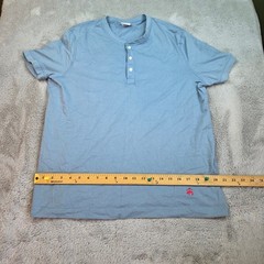 Brooks Brothers Henley Mens L Short Sleeve 1818 Cotton Logo Casual Top Blue 80ch