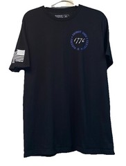 Two Men’s Patriot Crew T-Shirts Black & Blue Short Sleeve XL Logo Front & Back