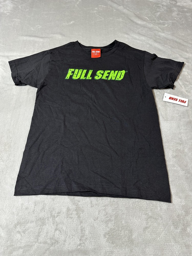 Full Send Shirt Mens Small Black Green Logo Graphic Streetwear T-Shirt