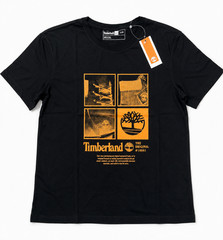 NWT Timberland Men’s Square Stack Logo Short Sleeve T-Shirt Black Size L
