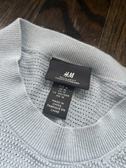 H&M Men’s Medium Light Blue Regular Fit Hole-Knit T-Shirt
