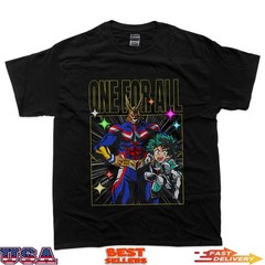 My Hero Academia All Might And Deku One For All Anime Black T-Shirt