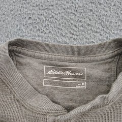 Eddie Bauer Thermal Shirt Mens XL Brown Waffle Knit Henley Long Sleeve Casual