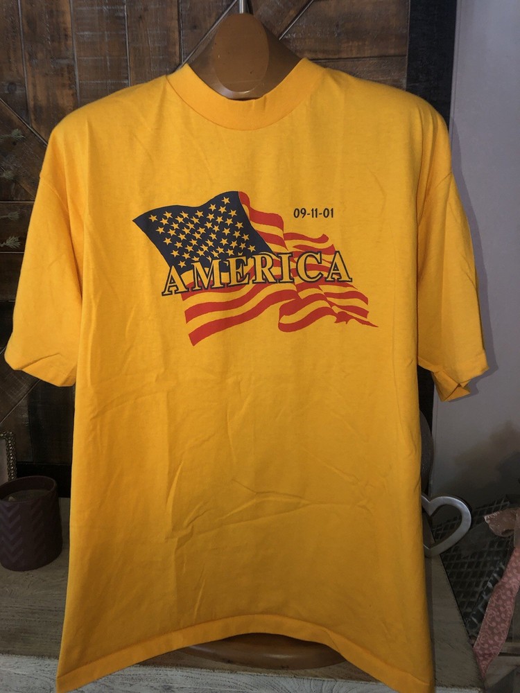 Hanes Heavyweight 50/50 9-11-01 T Shirt Dark Orange Size XL Vintage America