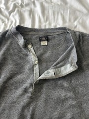 Ralph Lauren RRL Waffle Knit Men’s Henley Size L Grey (Original Price $145)