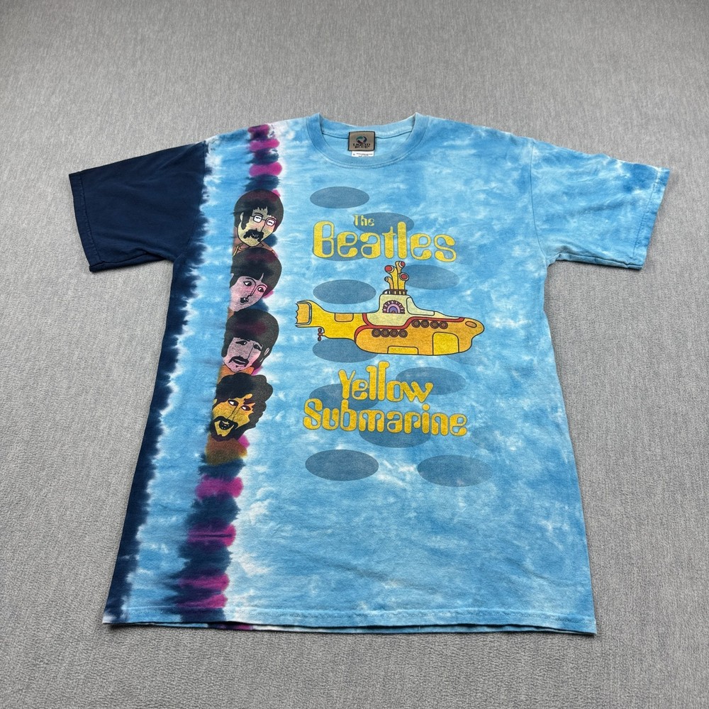 Vintage The Beatles T Shirt Mens Medium Blue Yellow Submarine Tie Dye 90s