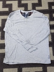 Eddie Bauer Men’s Gray Solid Long Sleeve Henley Button T-Shirt Size L Regular