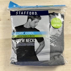Stafford Men’s Small S Dry+Cool Breathable Mesh Crew Neck T-Shirt 4-Pack Black