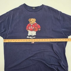 Vintage 90s Polo Sport Ralph Lauren Men’s T-Shirt Size Large Navy Blue Bear USA
