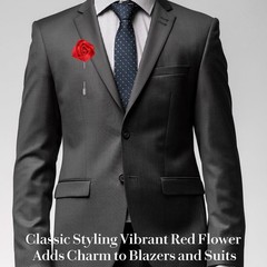 Rose Lapel Pin Red Flower Pin for Men Suit Red Rose Boutonniere Silk Roses Pins