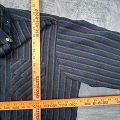 Dark Striped Button-Up Shirt Chest Pockets Vintage Casual Y2K Streetwear XL