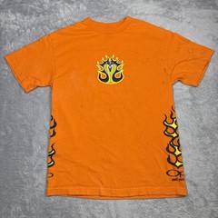 Vintage Ocean Pacific Snake Flame Shirt Men M Orange Color Bleed Faded Y2K