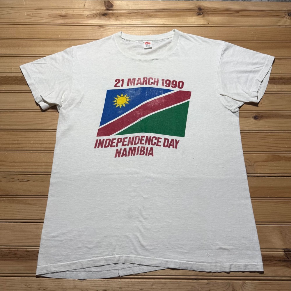 Vintage 1990 Namibia Independence Day Flag Freedom Patriotic T-Shirt USA Made XL