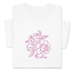 Peony Embroidered T-Shirt, Custom Color Floral Tee, Botanical Gift Shirt
