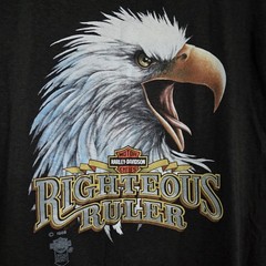 Vintage 3D Emblem Harley Davidson T Shirt Medium 1985 Righteous Ruler Back Print