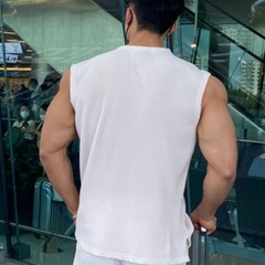 Men Sleveless Vest Tees Shirts Tank Top Casual Solid Loose Breathable Pullover