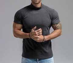 Gym Men’s Muscle Slim Fit T Shirt Streetwear Solid Colors Black Lot
