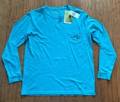 REEL LIFE NEW Fishing/Boating/Ocean Sunset Turquoise Blue LS TShirt (LARGE) NWT
