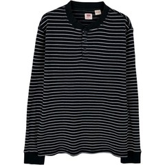 Used Levi’s striped pattern henley neck thermal long-sleeve T-shirt waffle k…