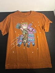 FORTNITE ‘Jonsey Default & Loot Llama’ 100% Cotton T-shirt, L XL – Orange