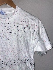 90s Vintage Jerzees Combed Cotton White Speckled Multicolor Splatter Shirt VTG b