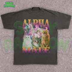 Alpha Male Kitten Meme Mens Tee, Retro Unicorn Cat Shirt, Sarcastic Cat Dad Gift