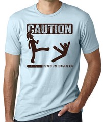 Caution This Is Sparta Cool T-shirt Funny Tee Shirt Spartan T-shirts Gym T-shirt