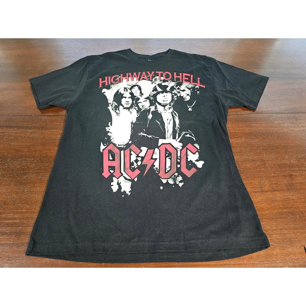 AC/DC Highway to Hell T-Shirt Mens M Black Excellent Band Graphic Tee