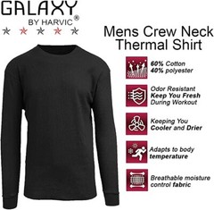 Men’s Crew Neck Waffle-Knit Long Sleeve Thermal Shirts (S-5XL) NWT Free Shipping