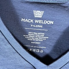 Mack Weldon Mens X Large V Neck Short Sleeve T Shirt Navy Blue Daily Wear Cotton