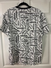 Wrangler Hot Wheels Tee Men Large L Large Black White All Over Print Logo Cotton
