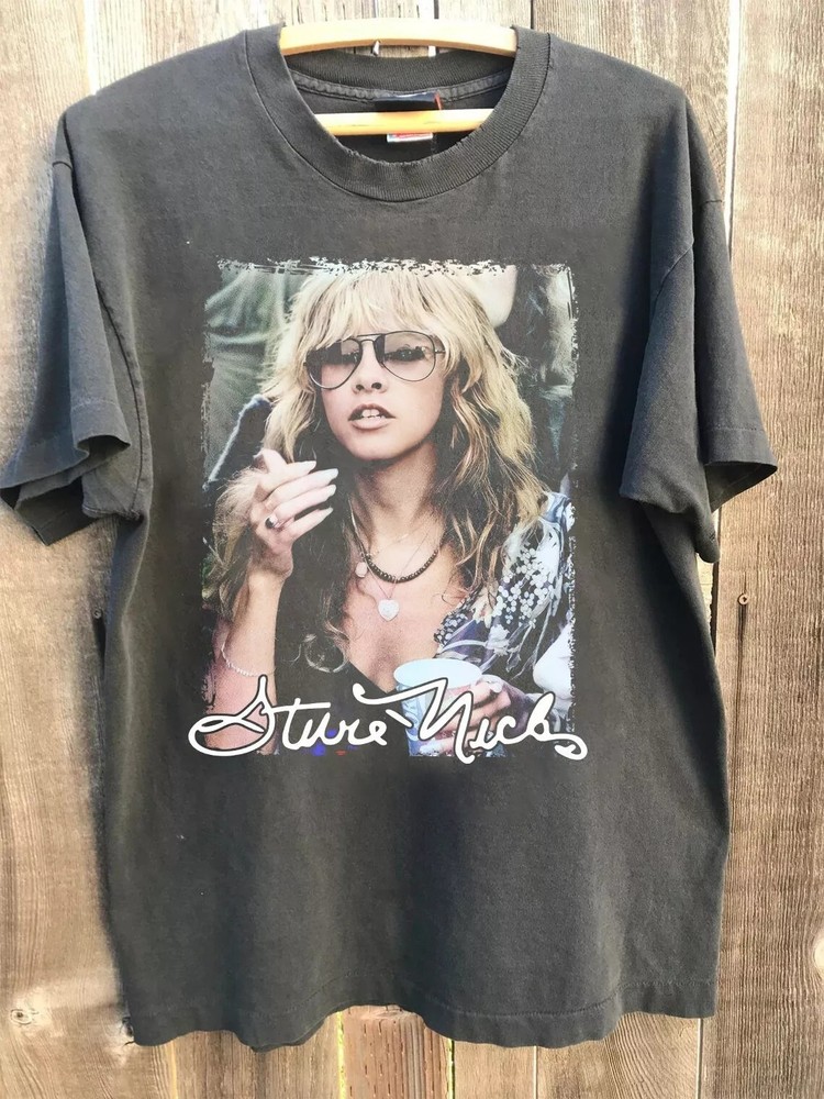 Stevie Nicks Rare Retro Music Graphic Tee Charcoal S-5XL