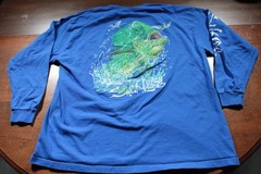 Salt Life Long Sleeve T-Shirt 2XL Pocket Shirt Fish Blue