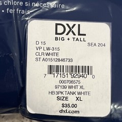 Harbor Bay 2 Pack Big Men’s White Tank Top Tee Shirt Value Pack XL