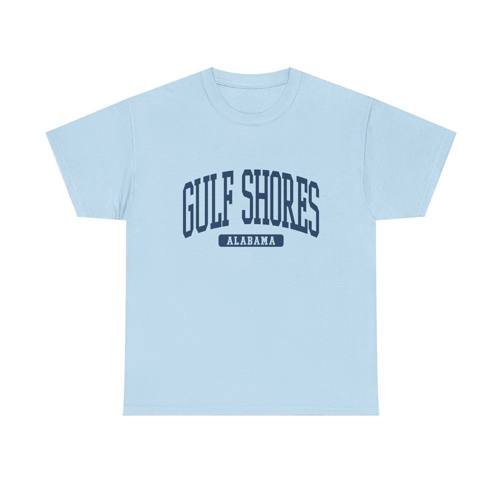 Gulf Shores Alabama Souvenir Beach Classic, Minimalist T-Shirt Light Blue