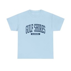 Gulf Shores Alabama Souvenir Beach Classic, Minimalist T-Shirt Light Blue