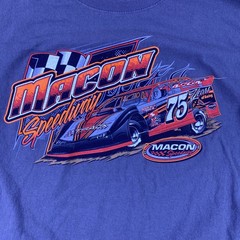 Gildan Shirt Mens XL Gray Macon Speedway Nascar Racing Car Double Sided