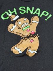 Holiday Time Shirt, Men’s Size Large, Black, Ginger Bread Man Oh Snap