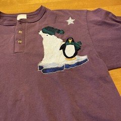 Vintage Men’s Henley Size XL Winter Scene Design Polar Bear Penguin See Pics