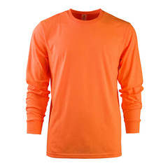 Cotton T-Shirt Crew Neck Men’s Long Sleeves Classic Ribbed Cuff and Neck Solid
